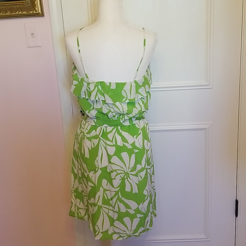 LILLY PULITZER lime ruffle top silk dress - Picture 3 of 5